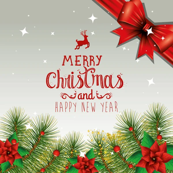 Cartaz de Feliz Natal e feliz ano novo com decoração — Vetor de Stock