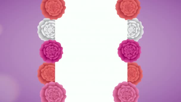 Vierkant frame met mooie rozen tuin — Stockvideo