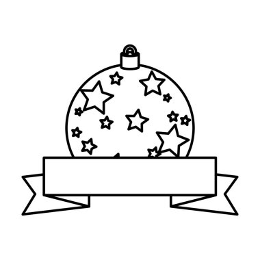 Yıldızlı top noeli ve kurdele çizgisi tarzı simge