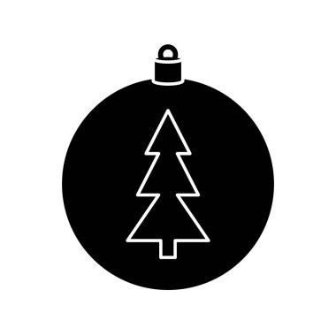 Topun silueti ve çam ağacı noel ikonu izole edilmiş