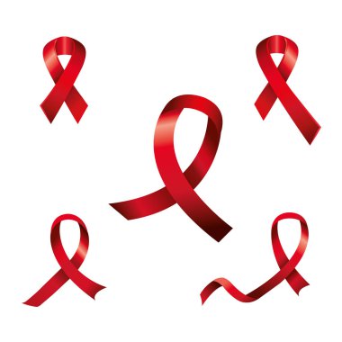 Aids günlük farkındalık kurdeleleri izole edilmiş simgeler