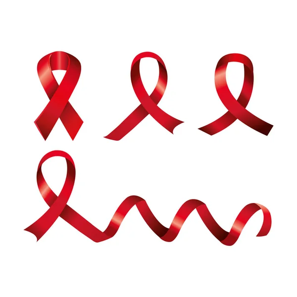 Conjunto de cintas de sensibilización día SIDA aislado icono — Vector de stock