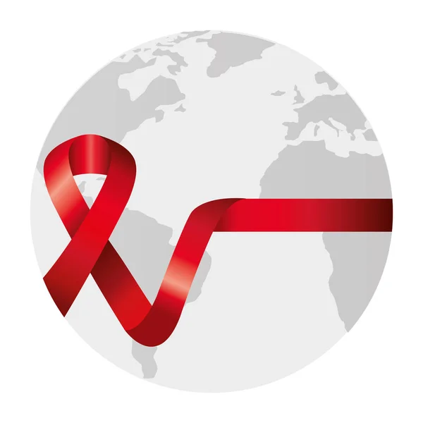 AIDS 일 인식 리본 행성 지구 — 스톡 벡터