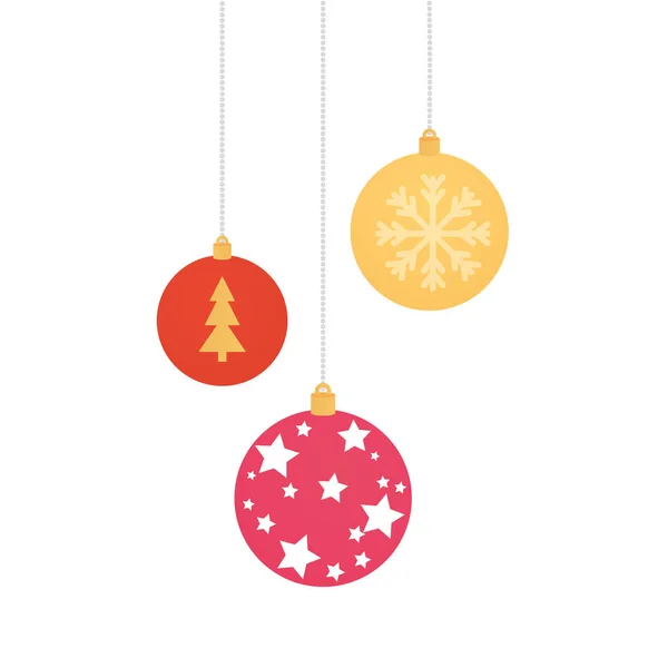 Set van ballen kerst decoratie opknoping — Stockvector