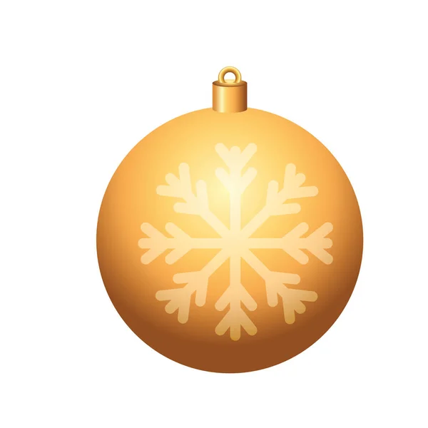 Ball christmas with snowflake decoration isolated icon — Stock Vector