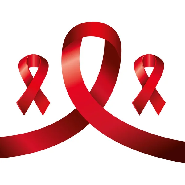 Set of aids day awareness ribbons isolated icon — Stock Vector