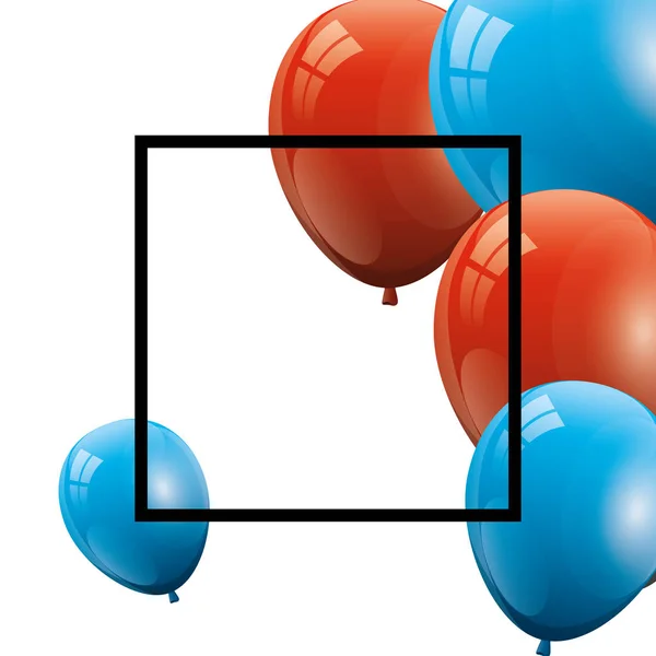 Установить воздушные шары гелий с квадратной рамой — стоковый вектор
