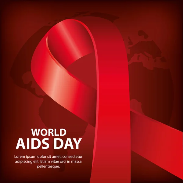 Poster of world aids day with ribbon — Stock Vector