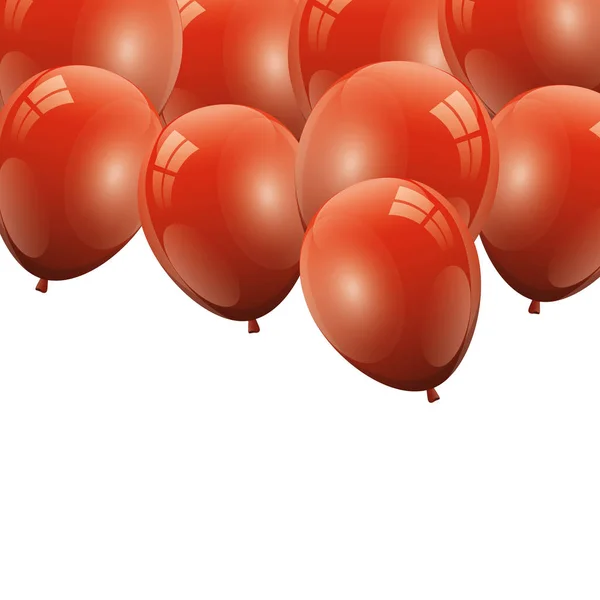 Conjunto de globos helio icono aislado rojo — Vector de stock