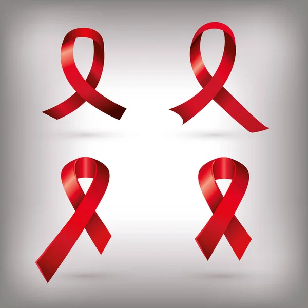 Set of aids day awareness ribbons isolated icon — Stock Vector