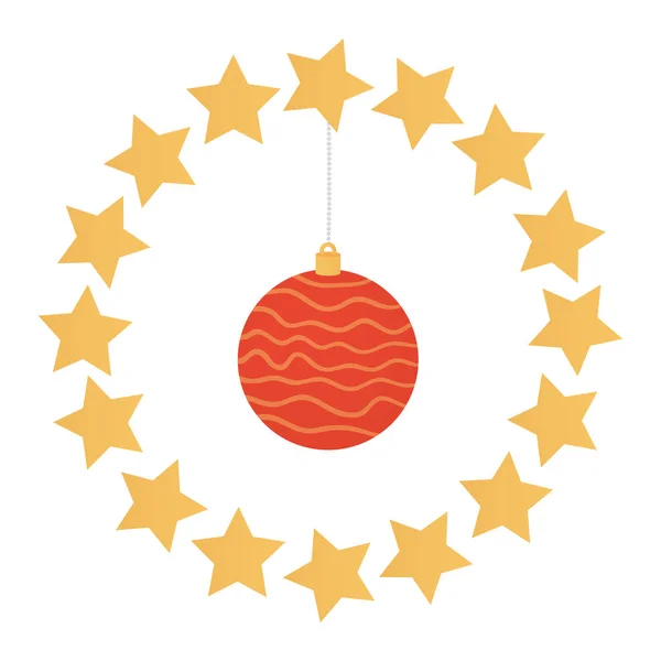 Bola de Navidad colgando en marco circular — Archivo Imágenes Vectoriales