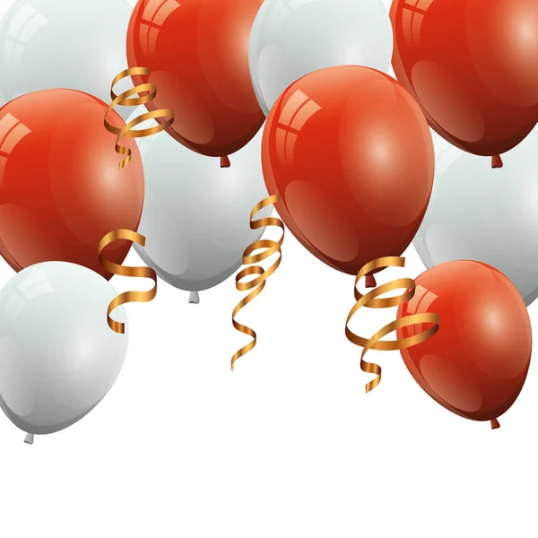 Sada balónů helium červené a bílé izolované ikony — Stockový vektor