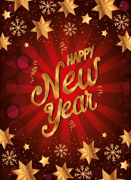 Плакат щасливого нового року з зірками — стоковий вектор
