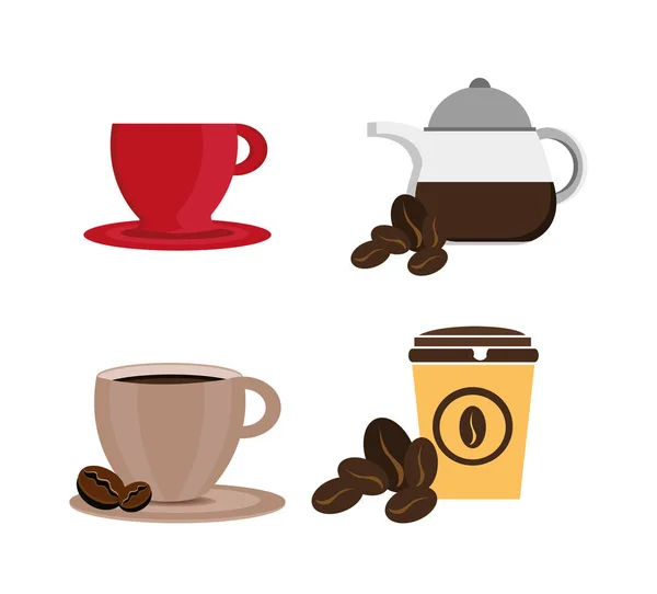 Paquete de café de iconos establecidos — Vector de stock