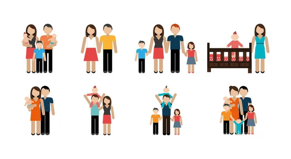 Bundel van familieleden avatar karakter — Stockvector