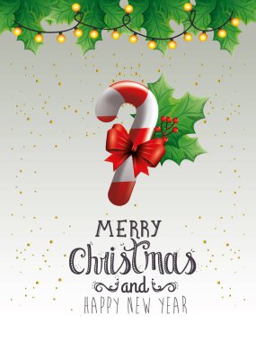 Mutlu noeller ve tatlı bastonlu mutlu yeni yıl posteri