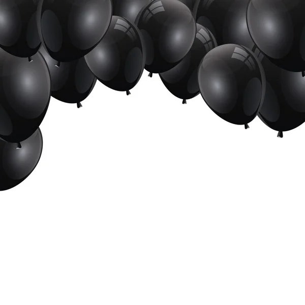 Set von Luftballons Helium schwarz isoliert Symbol — Stockvektor