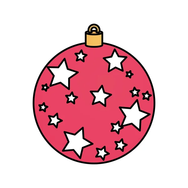 Bola de Navidad con la decoración de estrellas icono aislado — Archivo Imágenes Vectoriales