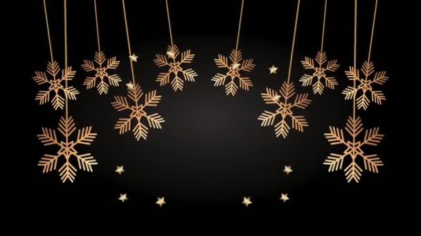 Merry christmas golden card with snowflakes — Stock Video