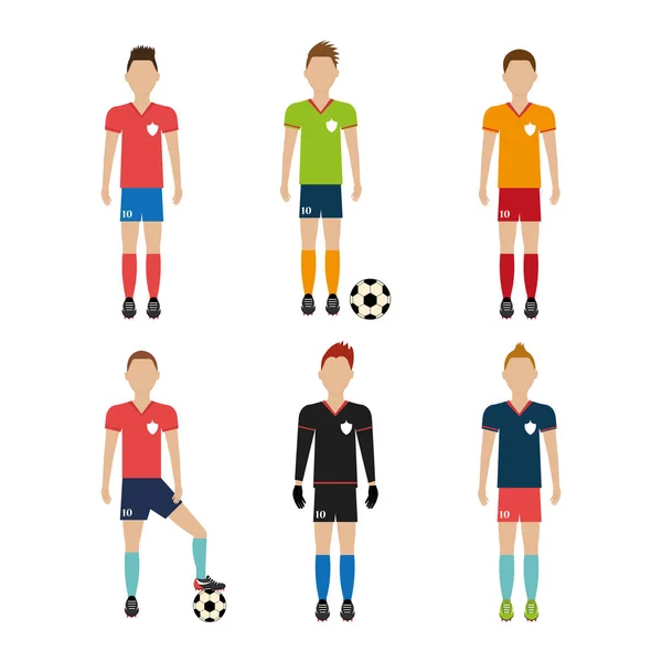 Grupp spelare fotboll med boll — Stock vektor