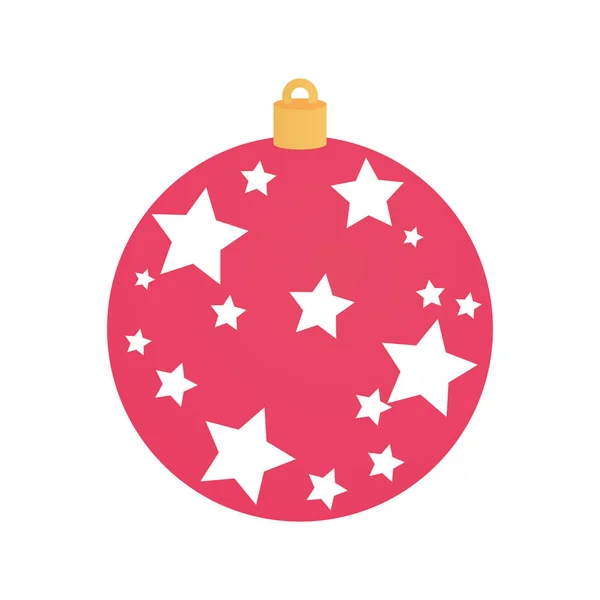 Míč Vánoce s hvězdami dekorace izolované ikony — Stockový vektor
