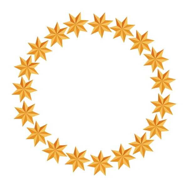 Πλαίσιο κυκλικό των αστεριών διακόσμηση Χριστούγεννα απομονωμένη εικόνα — Διανυσματικό Αρχείο