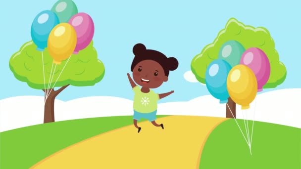 Mała afro dziewczyna w polu — Wideo stockowe