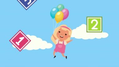 Balonlarla uçan küçük kız helyum