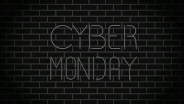 Cyber lunes etiqueta de luz de neón — Vídeo de stock