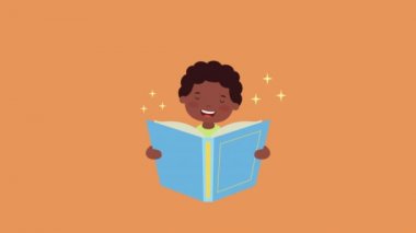 Küçük afro çocuk kitap okuyor.
