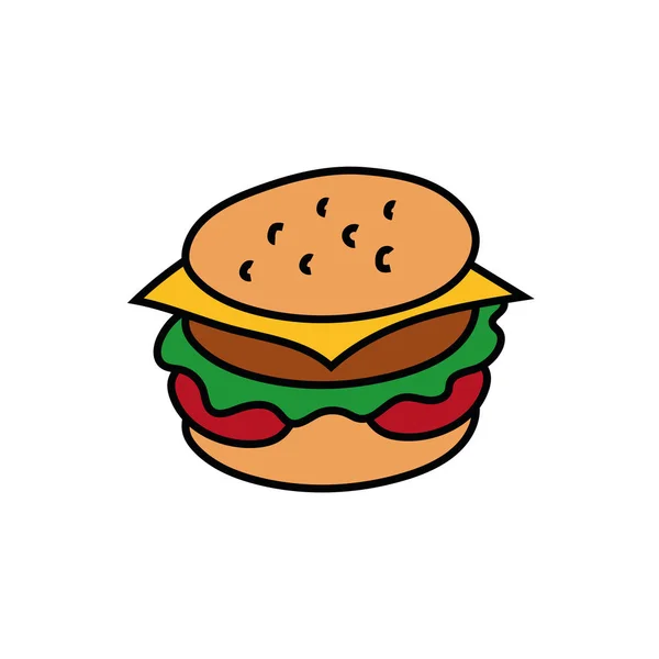 Läckra burger snabbmat ikonen — Stock vektor