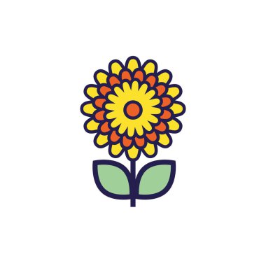 Güzel ayçiçeği bahçesi izole edilmiş ikon