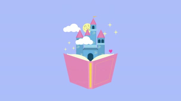 Sprookjesboek met kasteel — Stockvideo