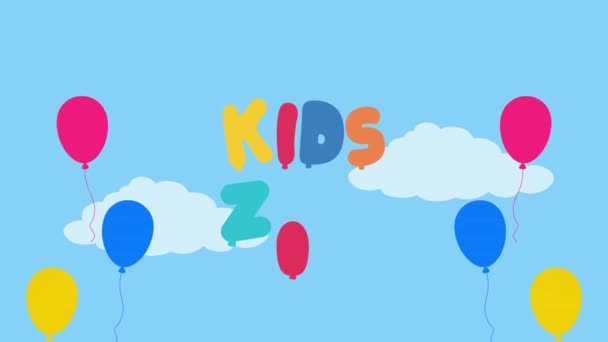 Kids zone lettering with colored letters — Stok video