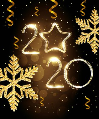 2020 yılının mutlu kar taneleriyle dolu afişi