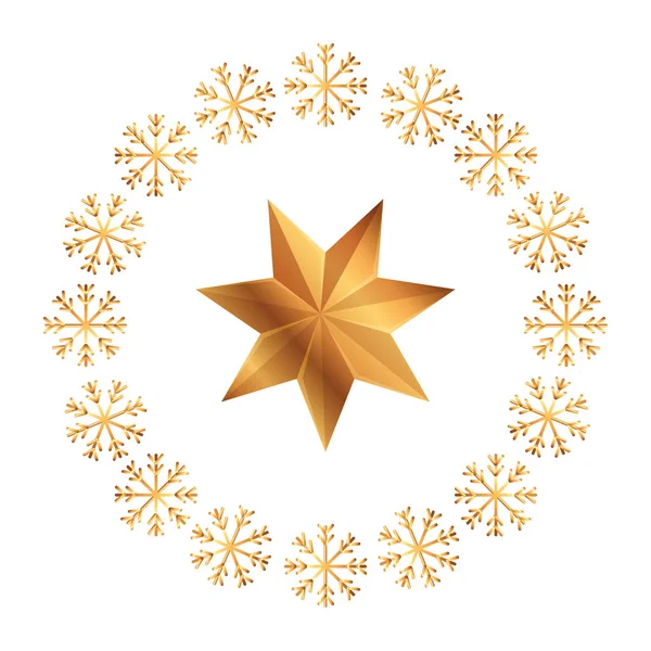 星の装飾のフレーム円形クリスマス隔離されたアイコン — ストックベクタ