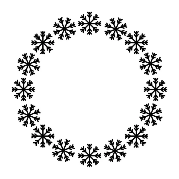 Ramki okrągłe płatki śniegu dekoracji Bożego Narodzenia — Wektor stockowy