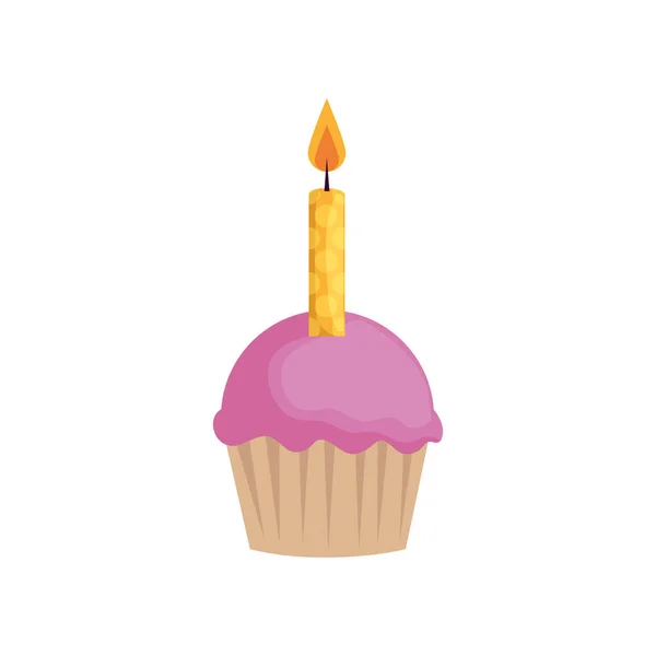 Isolierte Party-Cupcake mit Kerzenvektor-Design — Stockvektor