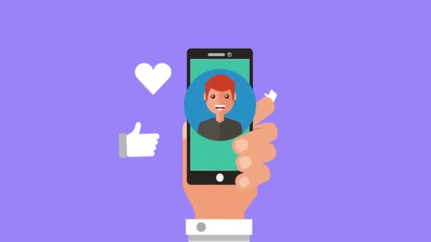 Social media technologie met smartphone en vrouw — Stockvideo