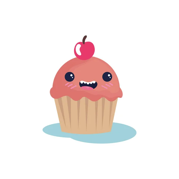 Cupcake isolato disegno del vettore del fumetto del dessert — Vettoriale Stock