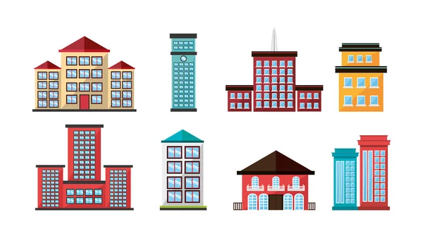 Structures faisceau façade icônes isométriques — Image vectorielle