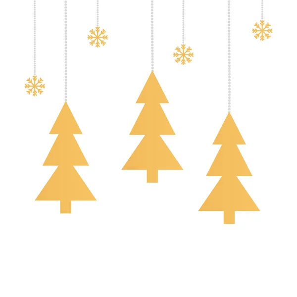 松树，圣诞节，挂满雪花 — 图库矢量图片