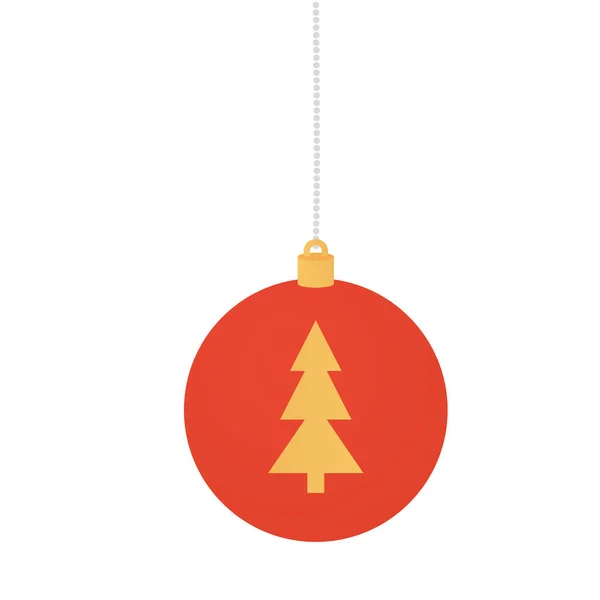 Bola com pinheiro de Natal pendurado — Vetor de Stock