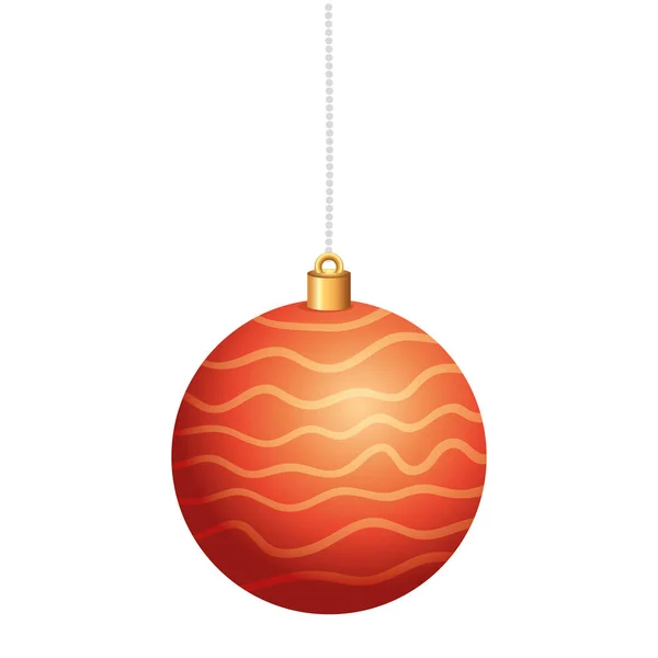 Ball christmas hanging isolated icon — Stock Vector