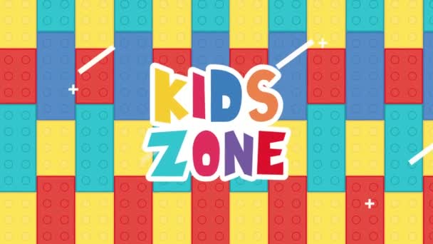 Kids zone lettering with colored letters — 图库视频影像