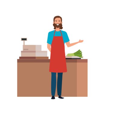 İzole satıcı adam vektör tasarımı