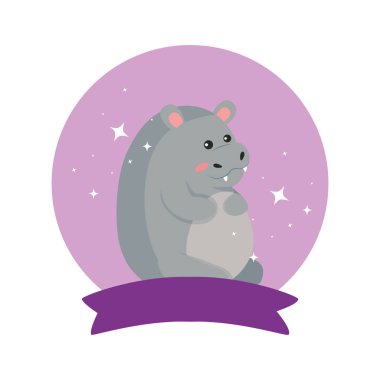 İzole edilmiş su aygırı çizgi film vektör tasarımı