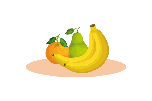 Conception isolée de poire banane et vecteur orange — Image vectorielle