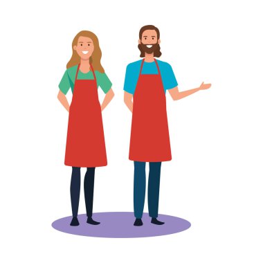 İzole satıcı erkek ve kadın vektör tasarımı