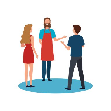 İzole satıcı ve müşteri vektör tasarımı